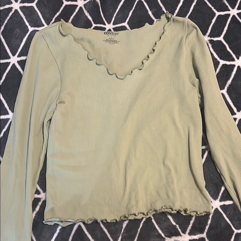 PacSun Sage Green Ruffle Trim Blouse
